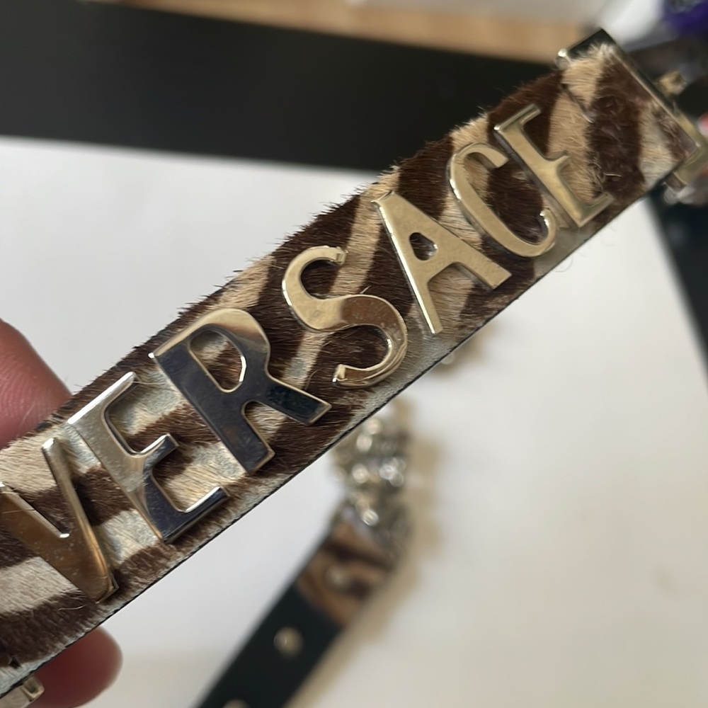 Versace belt with silver stud and it has a zebra pattern very furry beautiful - Picture 7 of 7
